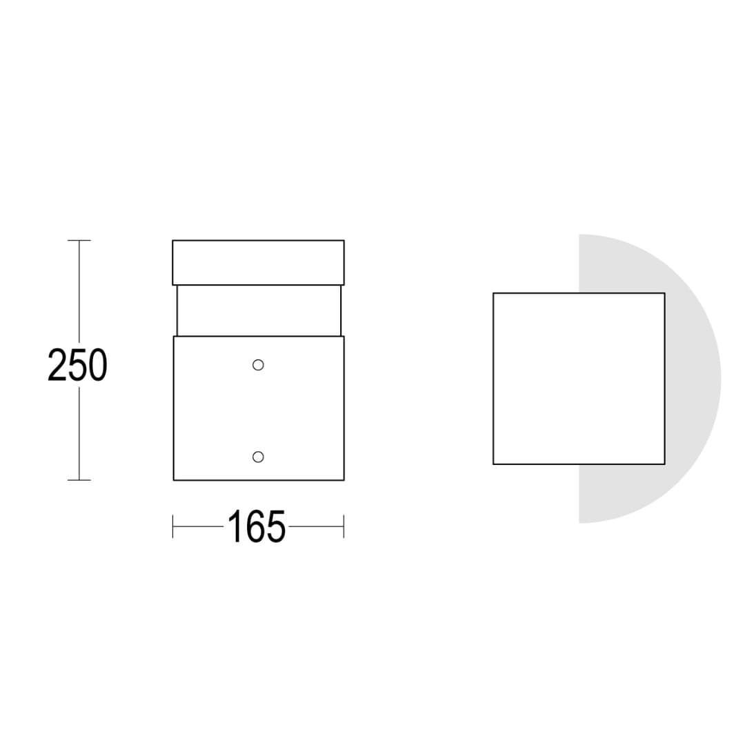Светильник-столбик MaxiQuadro D 250 180° Ghidini GH0800