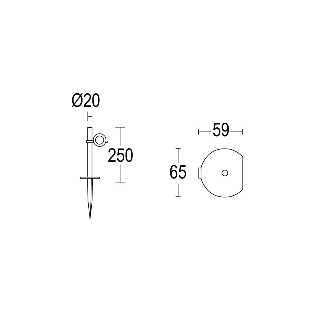 Ландшафтный светильник на колышке MaxiCentro P 1L Spike 250 Ghidini GH0934