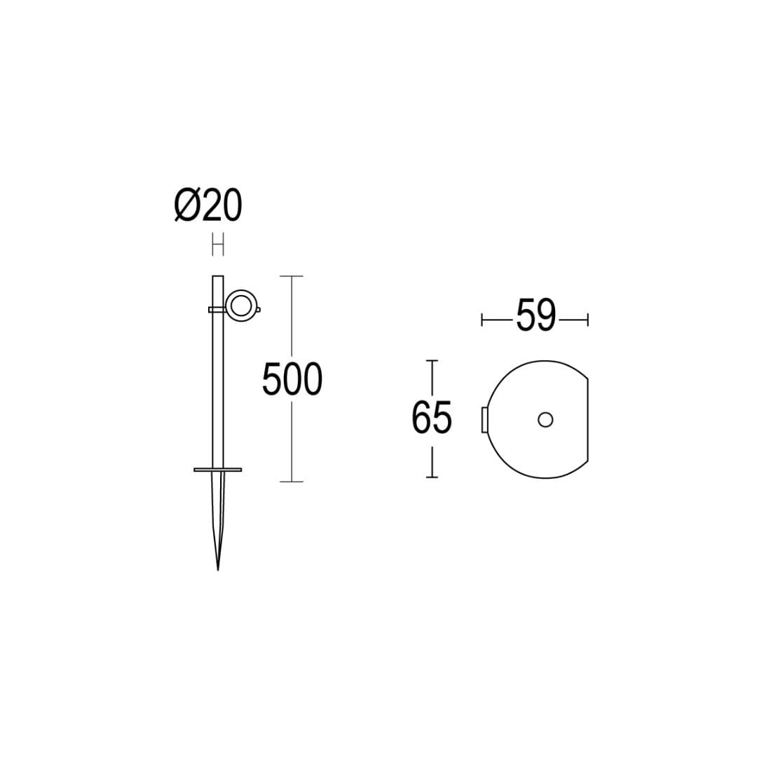 Ландшафтный светильник на колышке MaxiCentro P 1L Spike 500 Ghidini GH0935