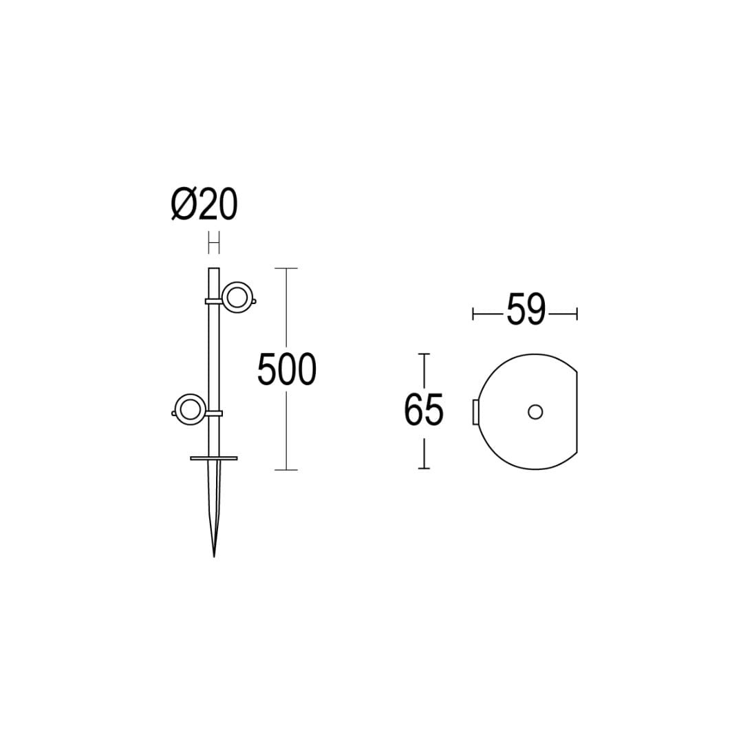 Ландшафтный светильник на колышке MaxiCentro P 2L Spike 500 Ghidini GH0937