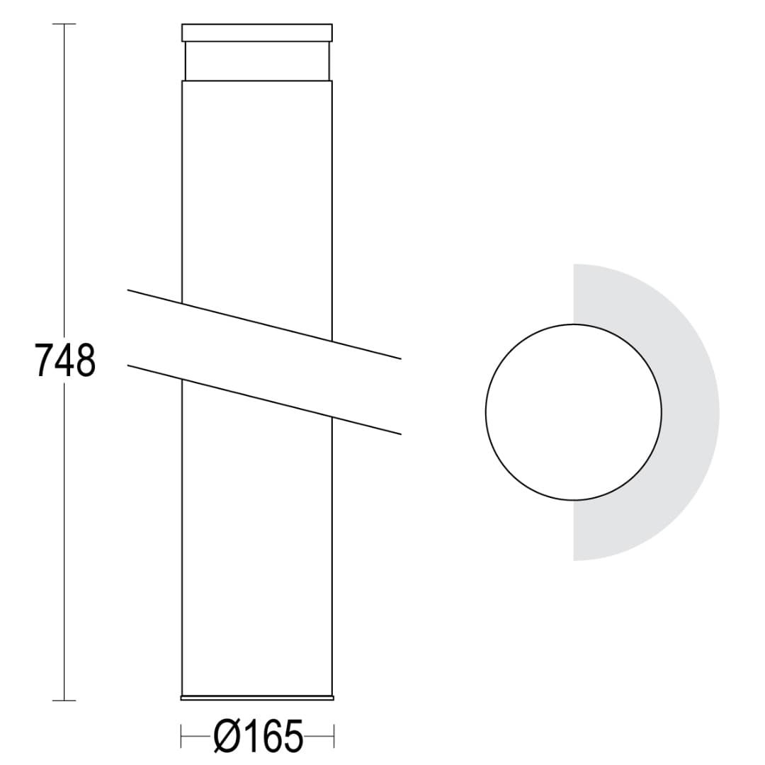 Светильник-столбик MaxiTondo Flat 800 180° Ghidini GH0954