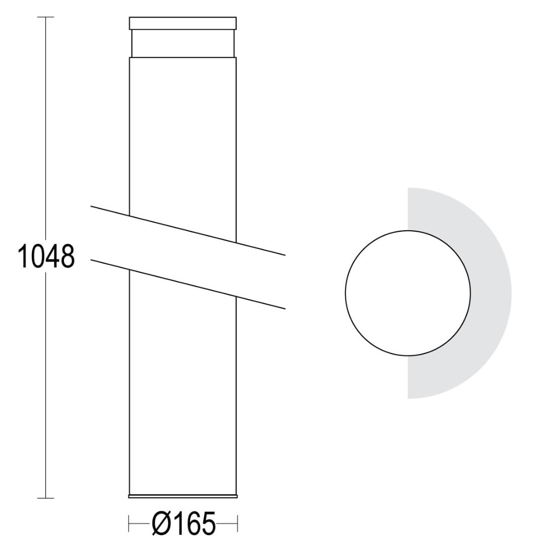 Светильник-столбик MaxiTondo Flat 1100 180° Ghidini GH0955