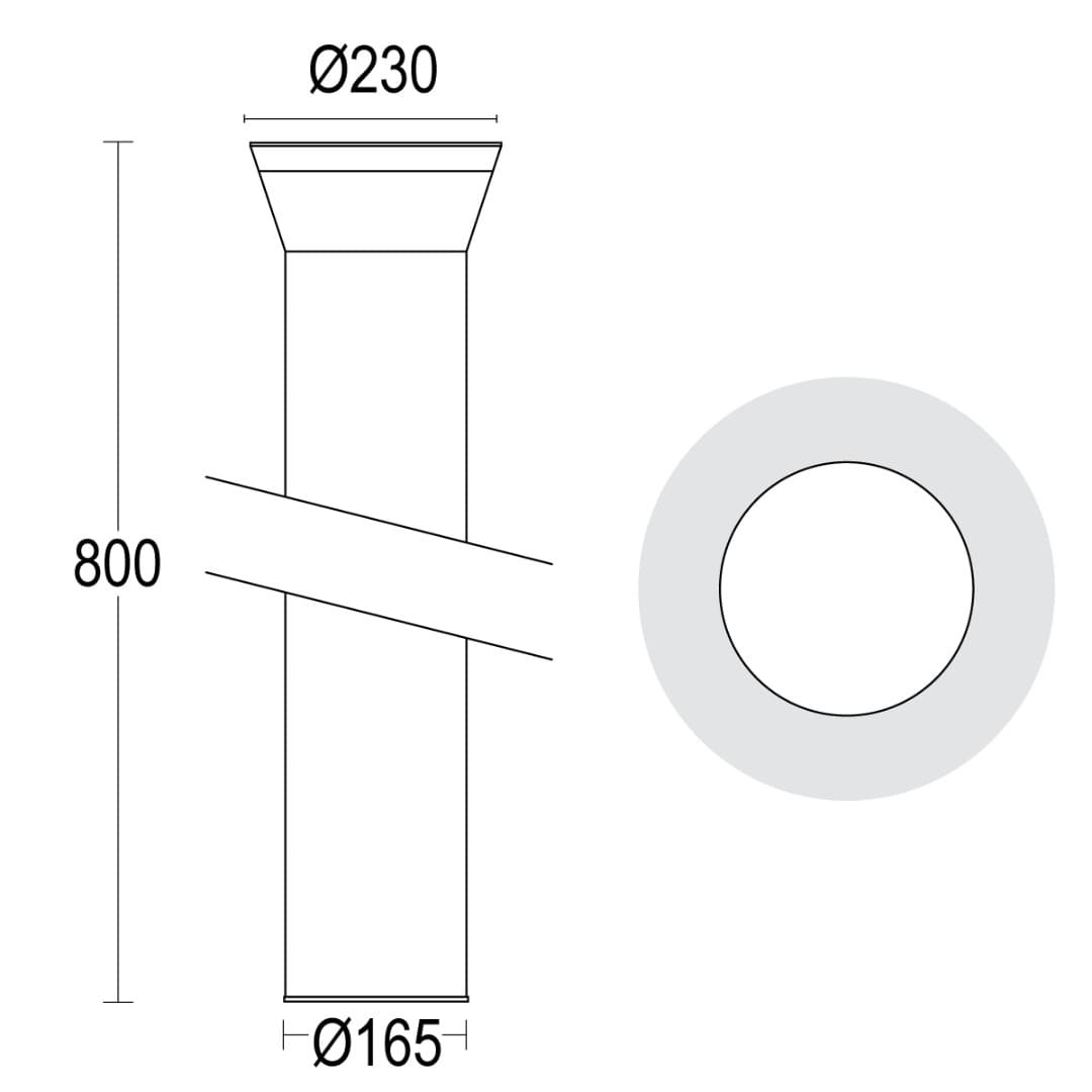 Светильник-столбик MaxiCono Dark 800 360° Ghidini GH0971