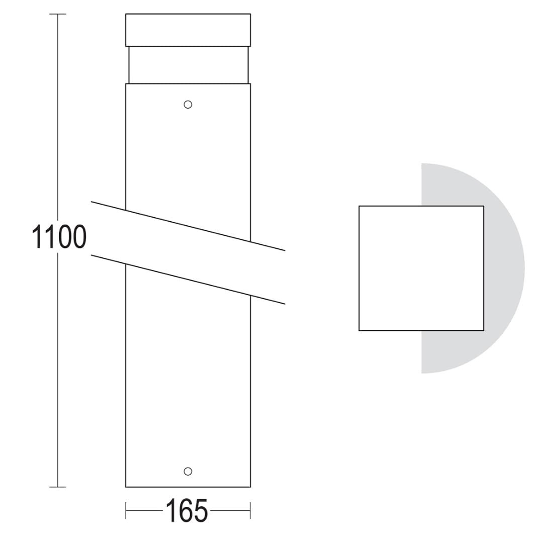 Светильник-столбик MaxiQuadro 1100 180° Ghidini GH1218