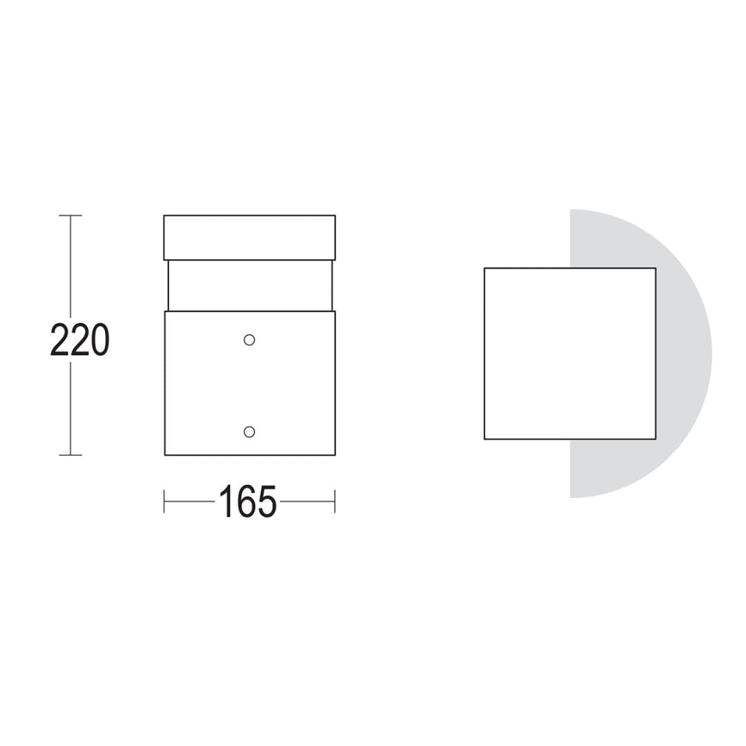 Светильник-столбик MaxiQuadro 250 180° Ghidini GH1246