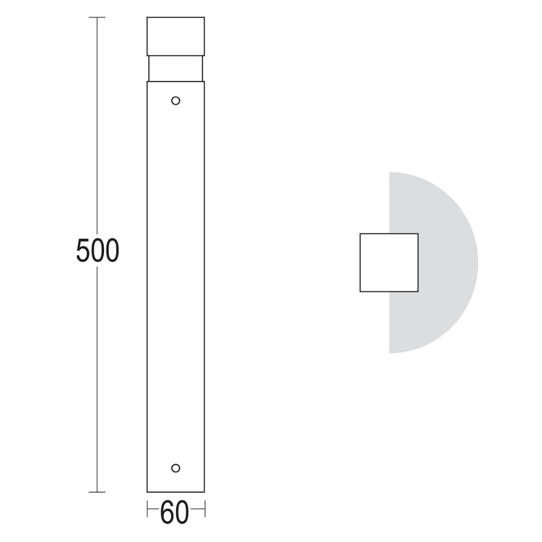 Светильник-столбик MiniQuadro 500 180° Ghidini GH1257