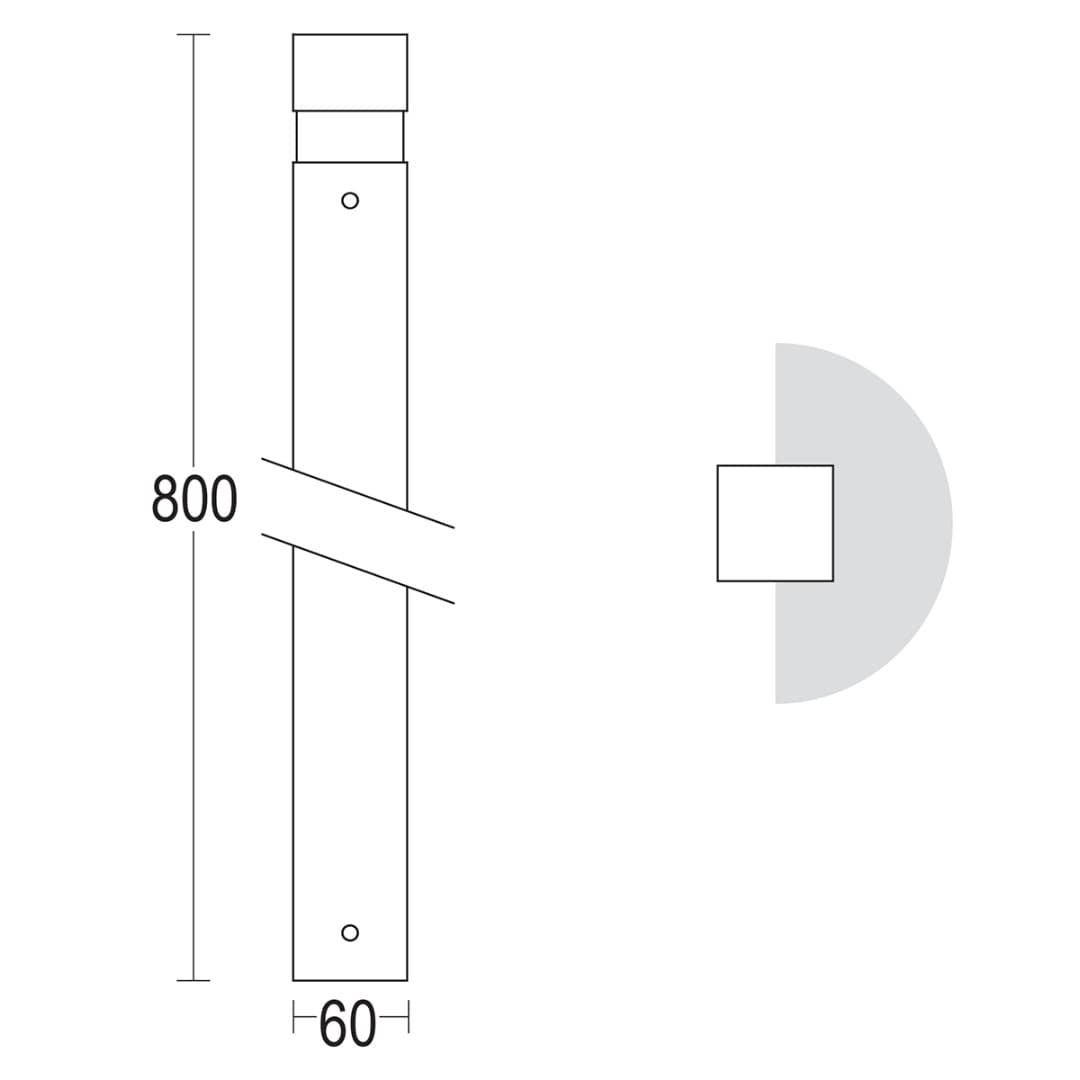 Светильник-столбик MiniQuadro 800 180° Ghidini GH1258