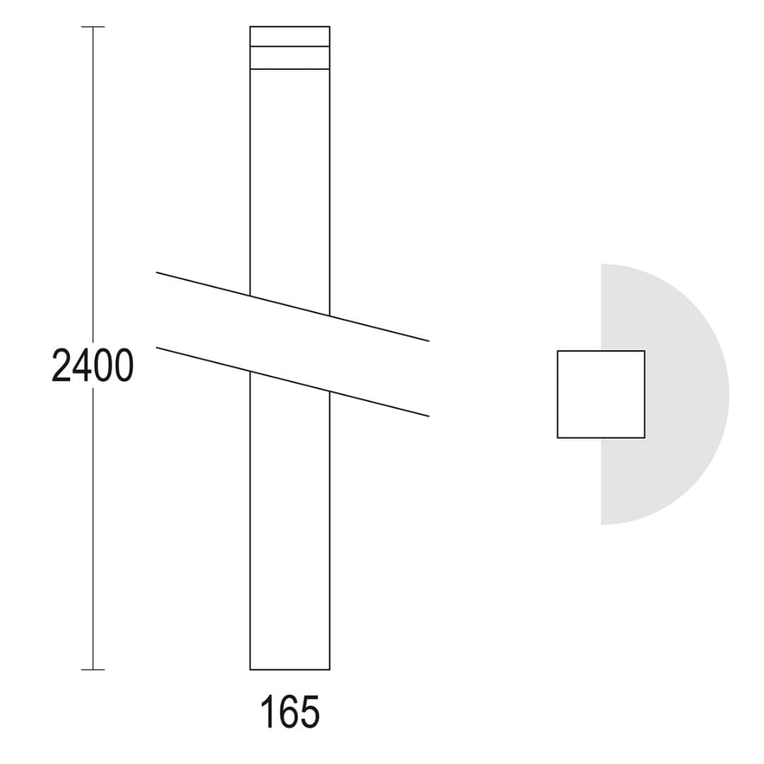 Светильник на опору MaxiQuadro 2400 180° Ghidini GH1262