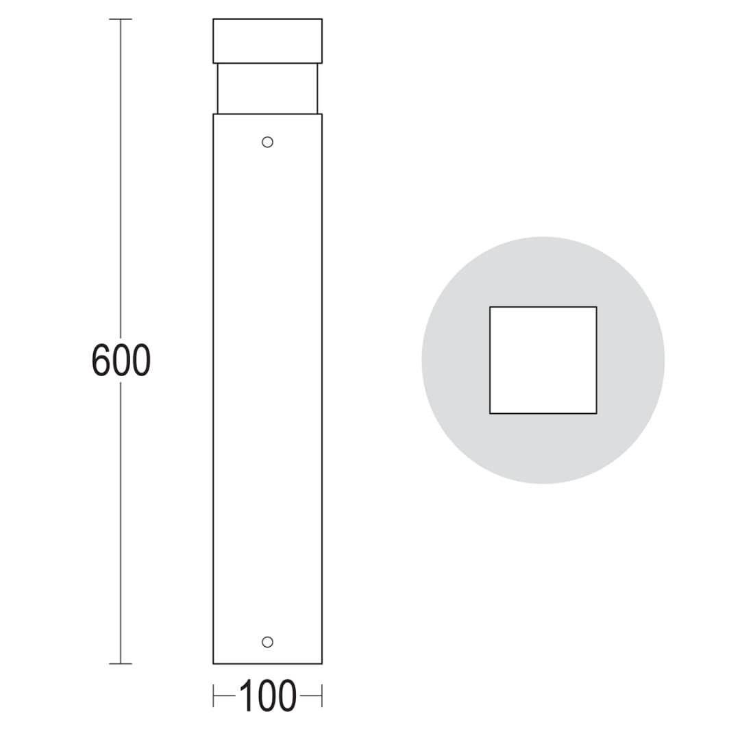 Светильник-столбик Quadro 600 360° Ghidini GH1370