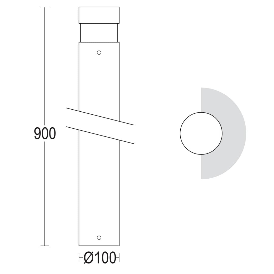 Светильник-столбик Tondo D 900 180° Ghidini GH1411