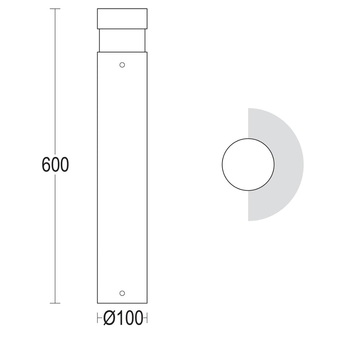Светильник-столбик Tondo 600 180° Ghidini GH1445