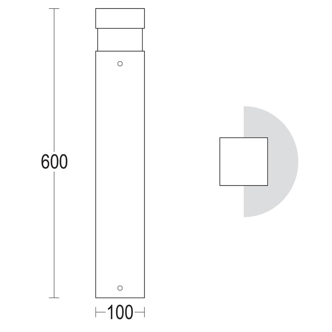Светильник-столбик Quadro 600 180° Ghidini GH1451